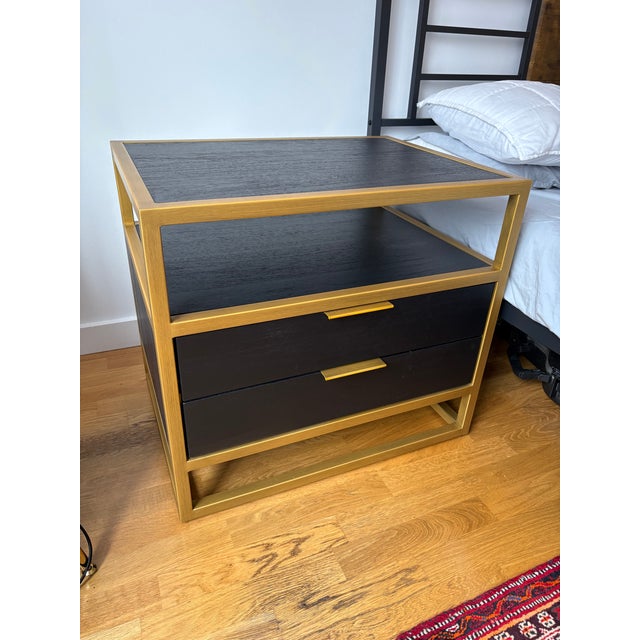 Modern Black & Gold 2-Drawer Nightstand / Bedside Table - Crate & Barrel For Sale In New York - Image 6 of 6