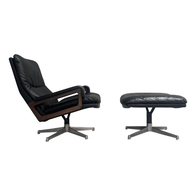 Set of King Chair and Ottoman from Strässle, 1960s For Sale