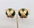 Mid-Century Modern Vintage Signed Napier Round Domed Green X Clip Earrings, 1974 For Sale - Image 3 of 10