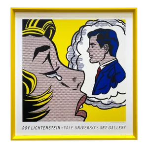 Roy Lichtenstein Vintage 1991 Fine Art Lithograph Print Framed Pop Art Poster " Thinking of Him " 1963