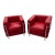 Chrome and Red Leather Club Chairs in the Style of Le Corbusier - A Pair For Sale