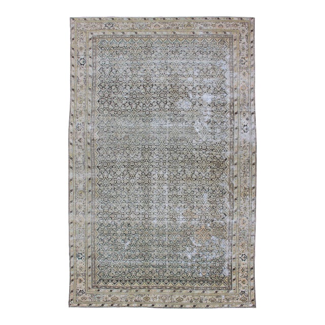 Large Gallery Persian Malayer Runner With Herati Design in Gray and Earth Tones 7'6 X 13'2 For Sale