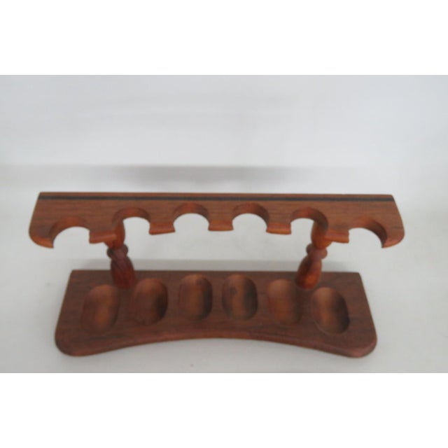 Wood Wooden Tobacco Pipe Stand for 6 Pipes 3pc Set 2 Smoking Pipes Included 5075b For Sale - Image 7 of 9