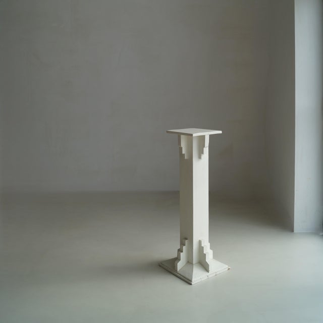 AA large and heavy Amsterdam School pedestal, estimated 1920s to 1930s. The piece has a remarkable design, with a stepped,...