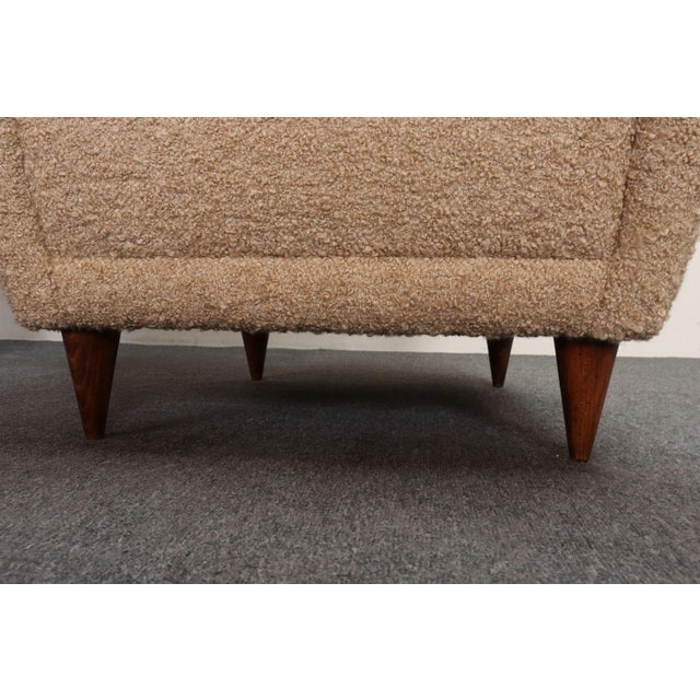 Pair of Italian Modernist High Back Lounge Chairs in Two-Tone Bouclé and Walnut For Sale - Image 15 of 18
