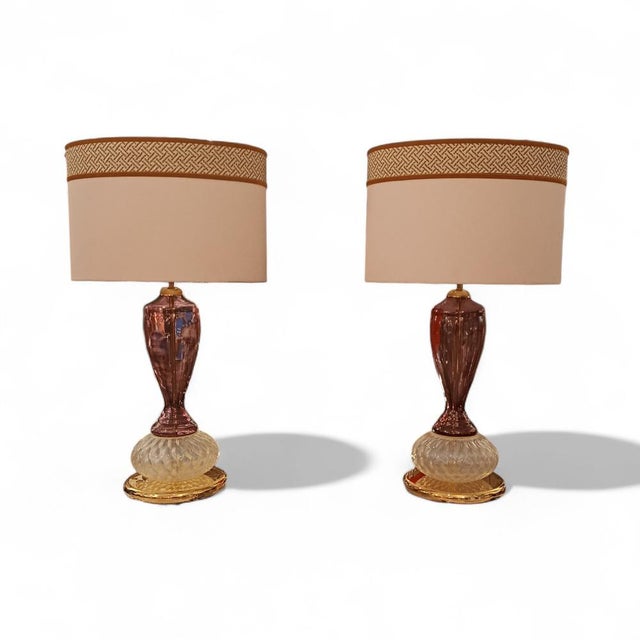 Violet Murano Glass Lamps, Set of 2 For Sale - Image 11 of 11