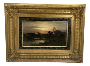 Wilhelm Amberg, Landscape, Oil Painting, 19th Century, Framed