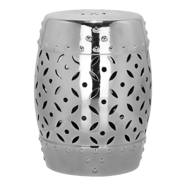 Coin Garden Stool in Si;ver For Sale