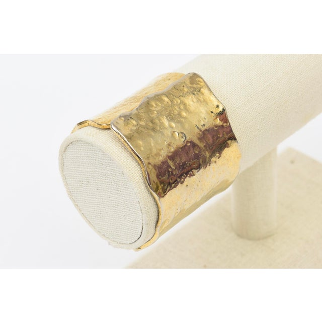 Vintage Hand Hammered Gold Plated Cuff Bracelet For Sale In Miami - Image 6 of 10