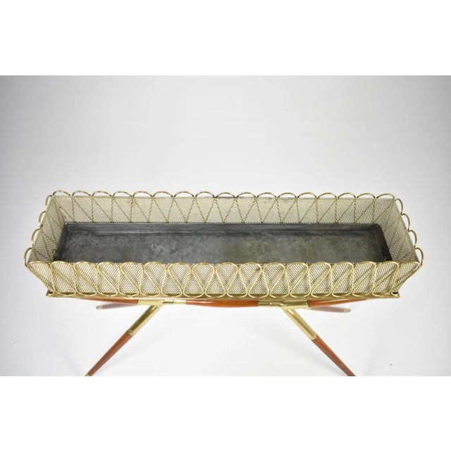 Cesare Lacca 1950s Italian Brass & Teak Jardinière by Cesare Lacca For Sale - Image 4 of 9