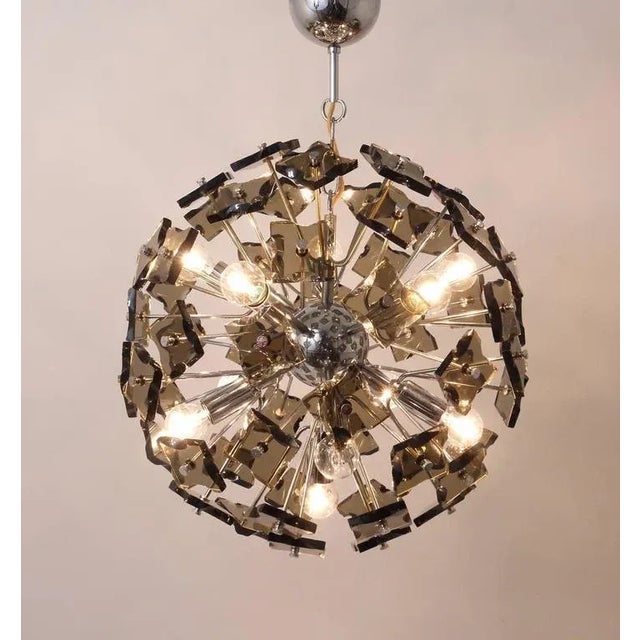 Fontana Arte Mid-Century Italian Sputnik Chandelier from Fontana Arte, 1960s For Sale - Image 4 of 11