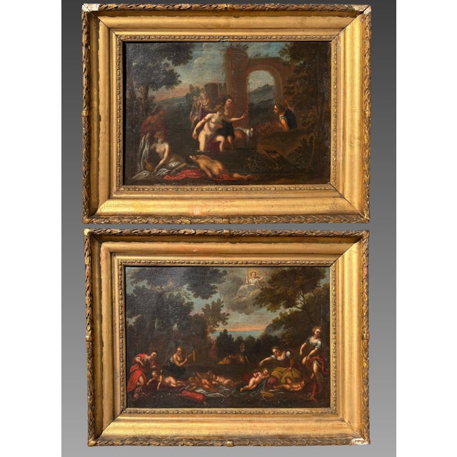 Circle of Francesco Albani, Cupid Scenes, 1600s, Oil on Canvas For Sale - Image 11 of 11
