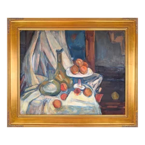 Large Vintage Mid Century Modernist Post Impressionist Still Life Oil Painting