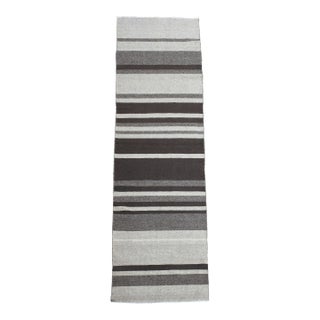 1970s Vintage Handmade Wool Cotton Beige Runner Rug For Sale