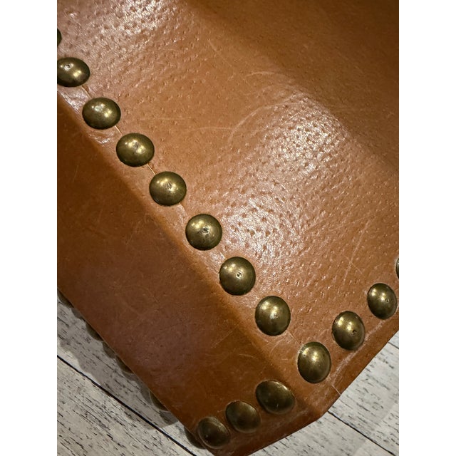 Animal Skin Italian Leather & Stud Wastebasket For Sale - Image 7 of 7
