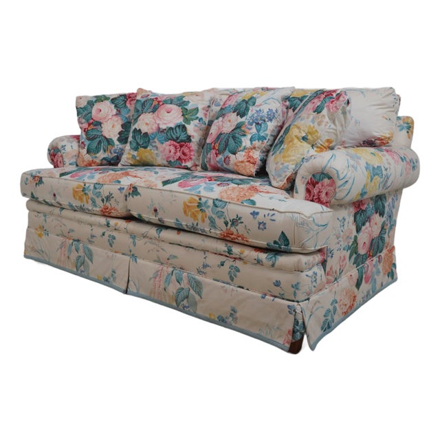 Henredon Floral Print Small Sofa Loveseat For Sale