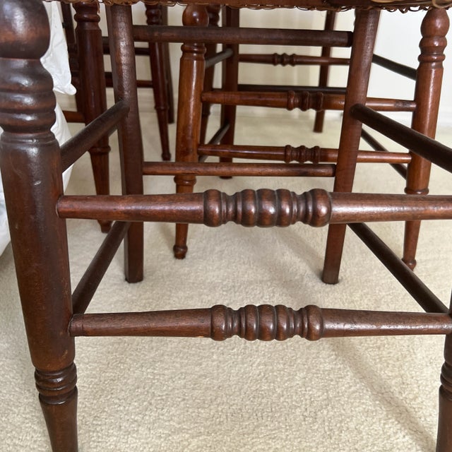 Late 19th Century Walnut Cane Bottom Chairs With Burl Inlay Set of 6