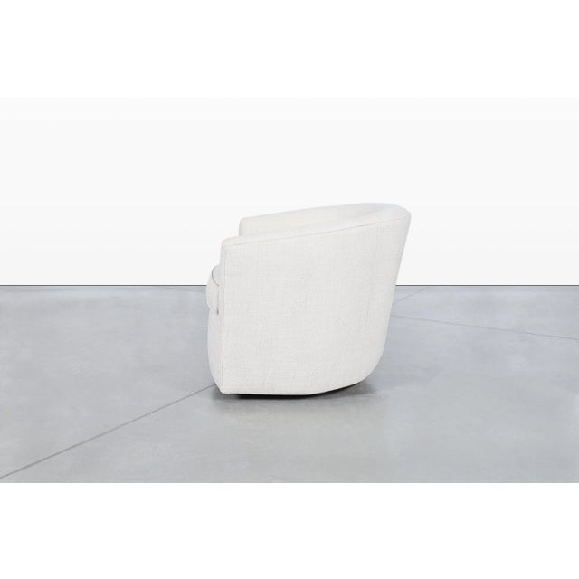Mid-Century Modern Barrel Walnut Swivel Lounge Chairs After Milo Baughman, 1960s For Sale - Image 9 of 12
