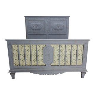 French Louis XVI Style Patinated Wood Double Bed, 1960s For Sale