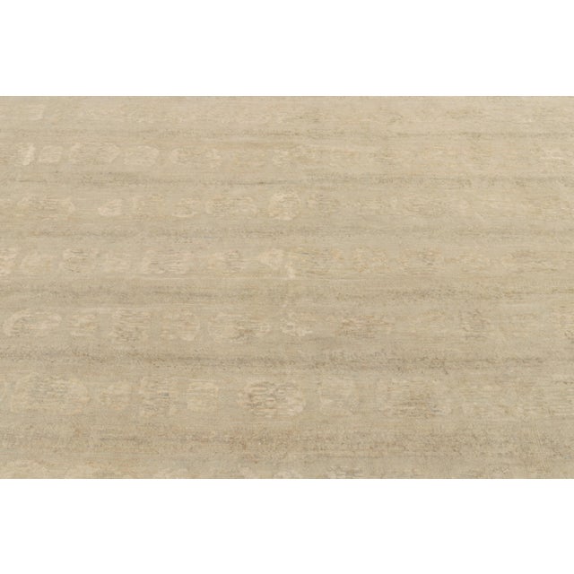 2010s 11x11 Contemporary Rug in Beige & Grey Muted Stripes by Rug & Kilim For Sale - Image 5 of 7