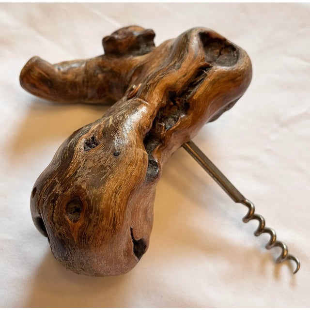 Large vintage natural grapevine corkscrew with big knots and curves making it an interesting textural bar accessory!