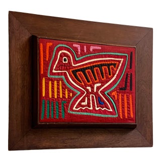Mid-Century Bird Folk Art in Frame For Sale
