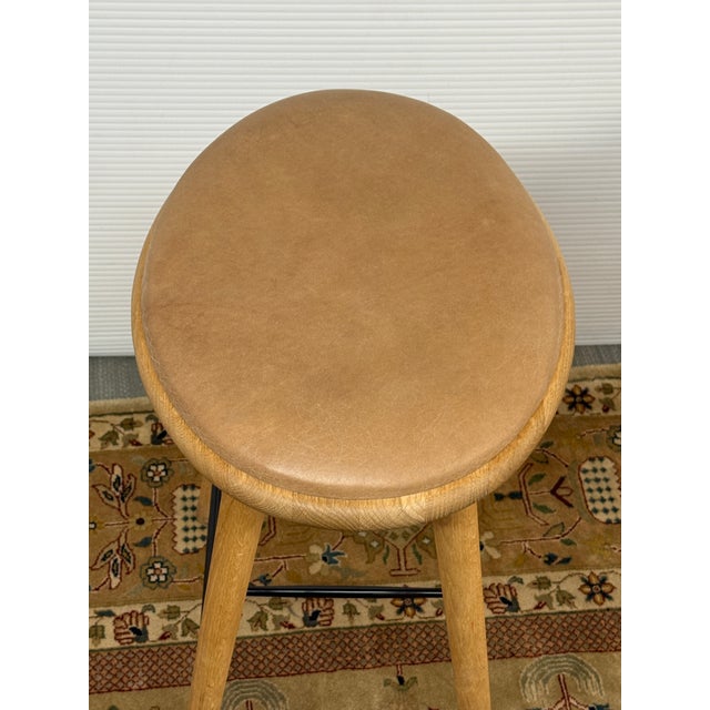 Mid-Century Modern Space Copenhagen for Mater Soaped Oak Wood Counter Stools, Pair For Sale - Image 3 of 12