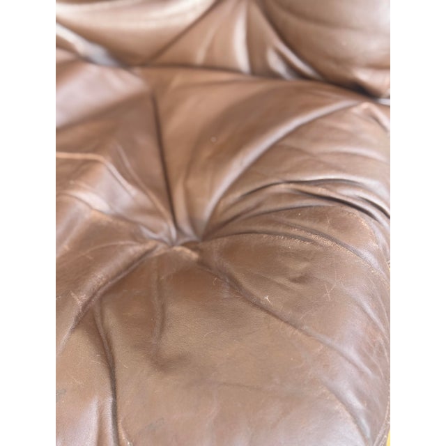 Pair of 1970s Scandinavian Modern Bentwood & Brown Leather Lounge Chairs For Sale - Image 9 of 12