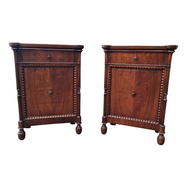 19th Century Lombardy Walnut Nightstands, 1850s, Set of 2 For Sale