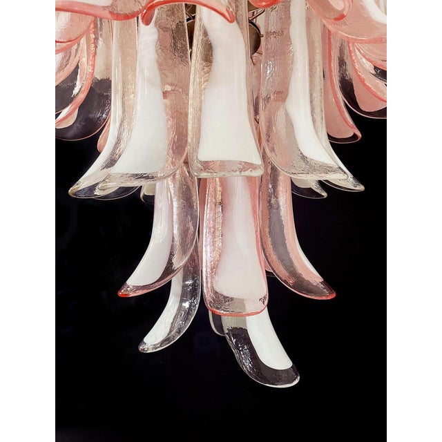 Italian Pink and White Petal Chandeliers, Murano, Set of 2 For Sale - Image 3 of 18