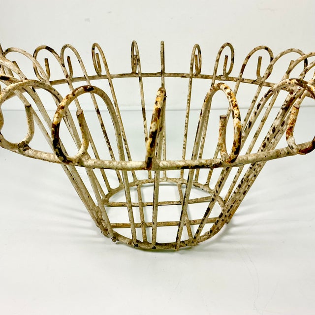 1950s Vintage French Art Nouveau Boho Chic Small Wire Jardiniere Basket Planter. For Sale - Image 11 of 12