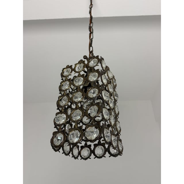 Beige Small Mid-Century Modern Italian Bronze and Crystal Light, 1940s For Sale - Image 8 of 16
