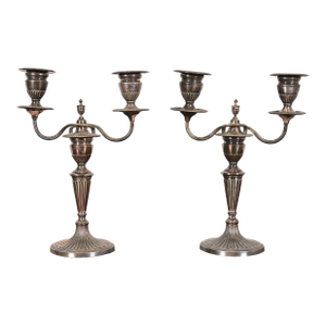 Tiffany & Co. Antique Victorian Silverplate Two-Arm Candelabras, Pair
