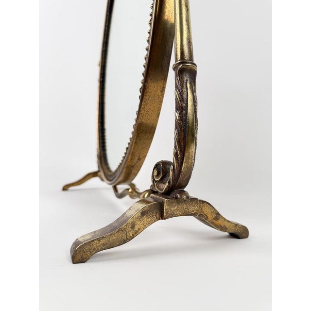 Gold Mid-Century Italian Neoclassical Oval Cast Brass Vanity Mirror, 1950s For Sale - Image 8 of 18
