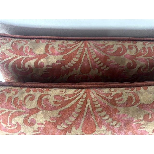 Pair of Authentic Fortuny Textile Pillows With Velvet Backs For Sale In Los Angeles - Image 6 of 8