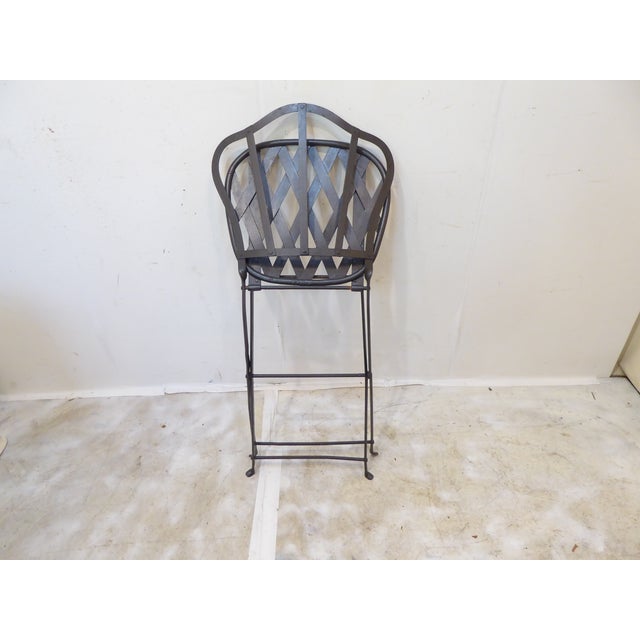 Vintage French Black Iron Folding Garden Chair For Sale - Image 4 of 5