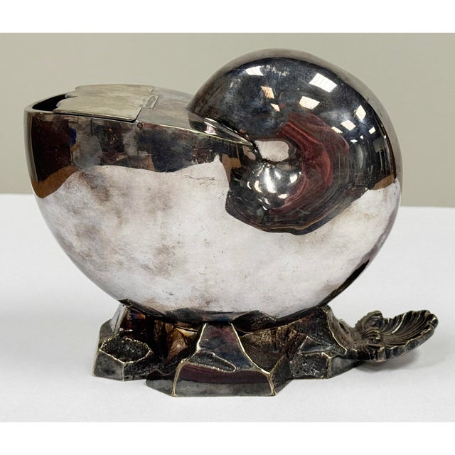 Metal 1880s English Silver Plated Nautilus Spoon Warmer For Sale - Image 7 of 11