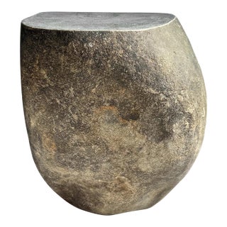 Boulder Stone Rustic Vintage Outdoor Side Table Stool For Sale