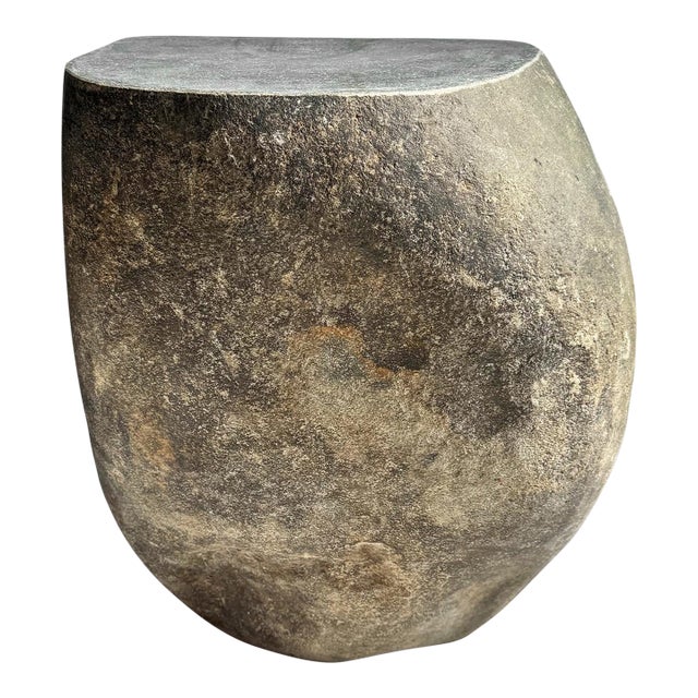 Boulder Stone Rustic Vintage Outdoor Side Table Stool For Sale