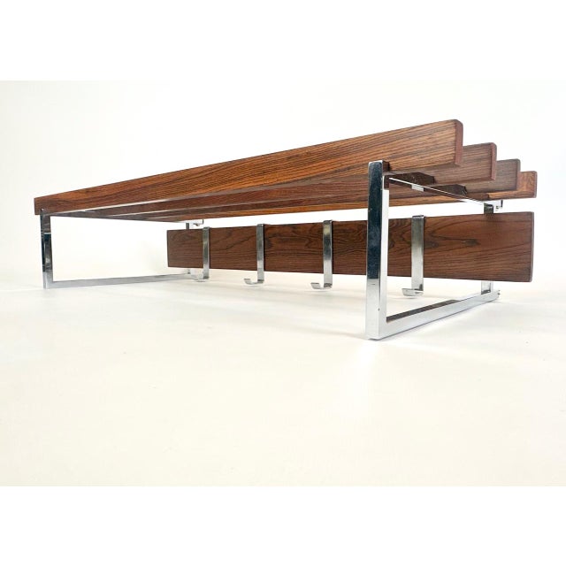 Mid-Century Modern Chromed Rosewood Coat and Hat Rack, 1960s For Sale - Image 11 of 13