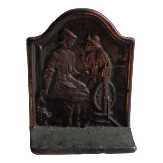 1920s Bronze John Alden and Priscilla Romantic Couple Bookend For Sale