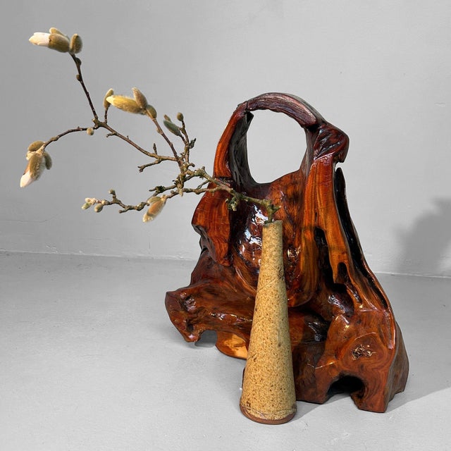 Antique Japanese Tsuge Root Burlwood Ikebana Stand, 1920s For Sale - Image 9 of 11