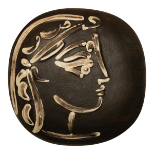 'Profil De Jacqueline' Ceramic Convex Madoura Pottery Wall Plaque A. Ramie 383 Pablo Picasso, 1956
