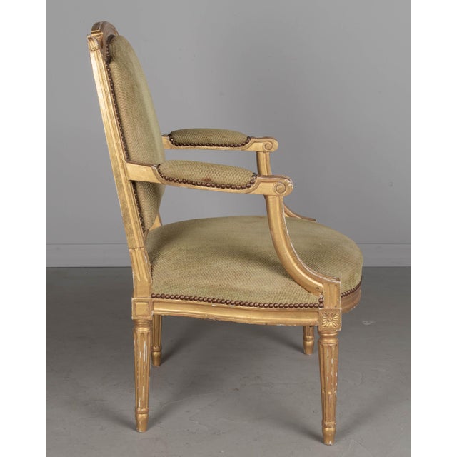 Louis XVI Style French Gilded Fauteuil or Armchair For Sale - Image 4 of 7