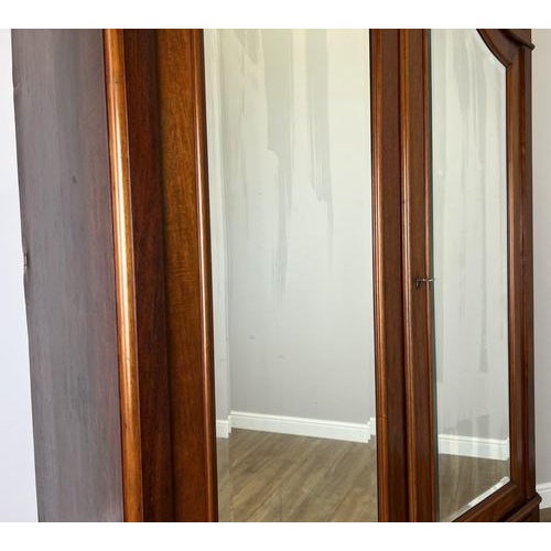Brown Antique French Carved Walnut Mirrored 2-Door Wardrobe For Sale - Image 8 of 18