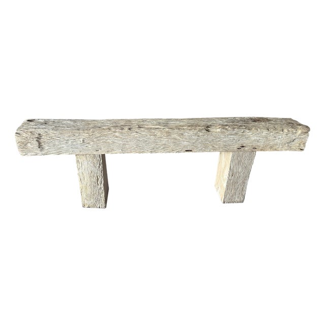 Andrianna Shamaris Monumental Bleached Teak Wood Console Table For Sale