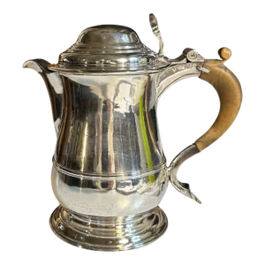 Mid 18th Century English Coffee Pot With Hallmarks and Wood Handle