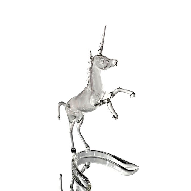 Modern Lamp Work Hand Blown Unicorn Art Glass Figurine For Sale - Image 3 of 8