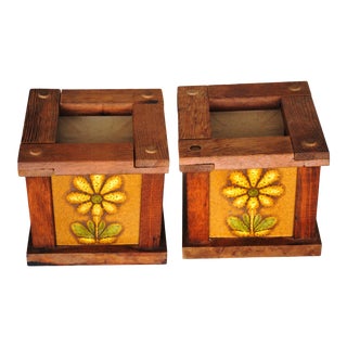 Mid Century Tile Flower Planters - a Pair For Sale