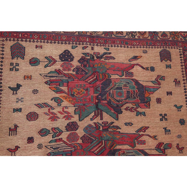 Art Deco Vintage Handwoven Sumak Kilim Flatweave Rug With Geometric Medallions -4' X 5' 4'' For Sale - Image 3 of 12